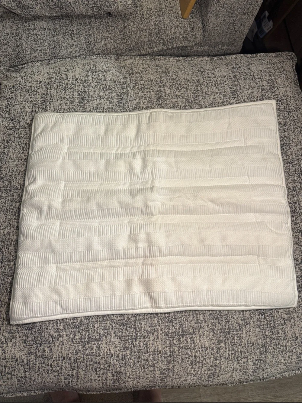 West Elm Textured White Pillow Sham. Ribbed Stripe Design. 100% Organic Cotton